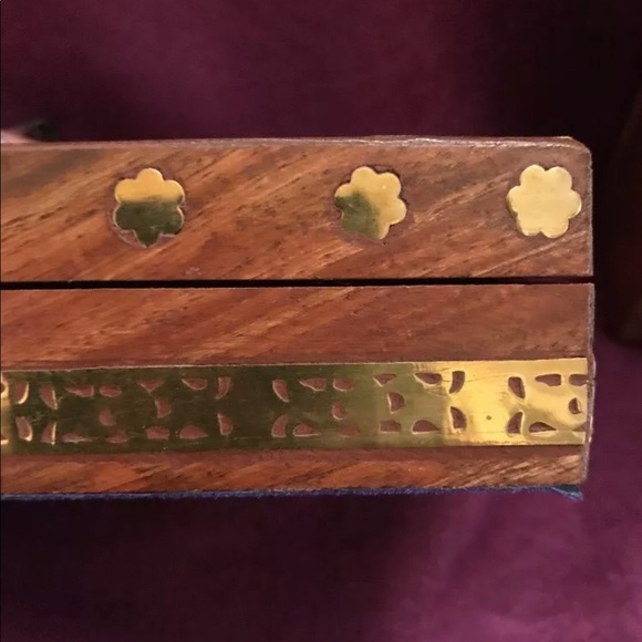 Set Of 2 Indian Hand Made Hand Crafted Brass wood - Picture 4 of 8